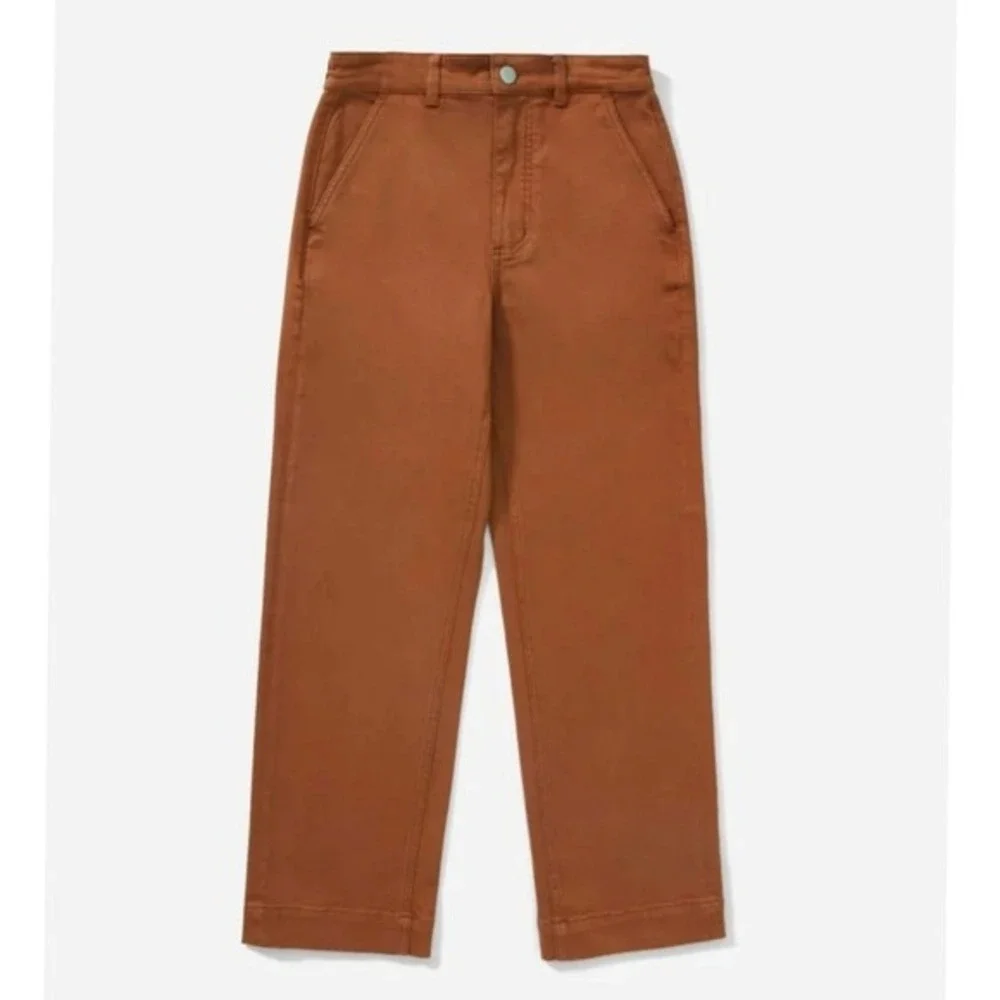 Everlane‎ Straight Leg Crop Pants Size 12 Rusty Brown Minimalist Casual Chic